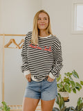 Texas Tech Simple Script Black/White Stripe Hi Dive Sweatshirt