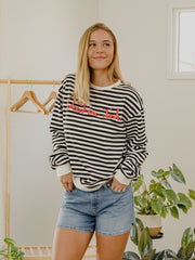 Texas Tech Simple Script Black/White Stripe Hi Dive Sweatshirt