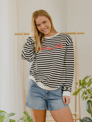 Texas Tech Simple Script Black/White Stripe Hi Dive Sweatshirt