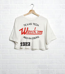 Texas Tech Stencil Off White Cropped Tee