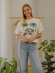 The Beach Boys Merry Christmas Baby Off White Thrifted Distressed Tee