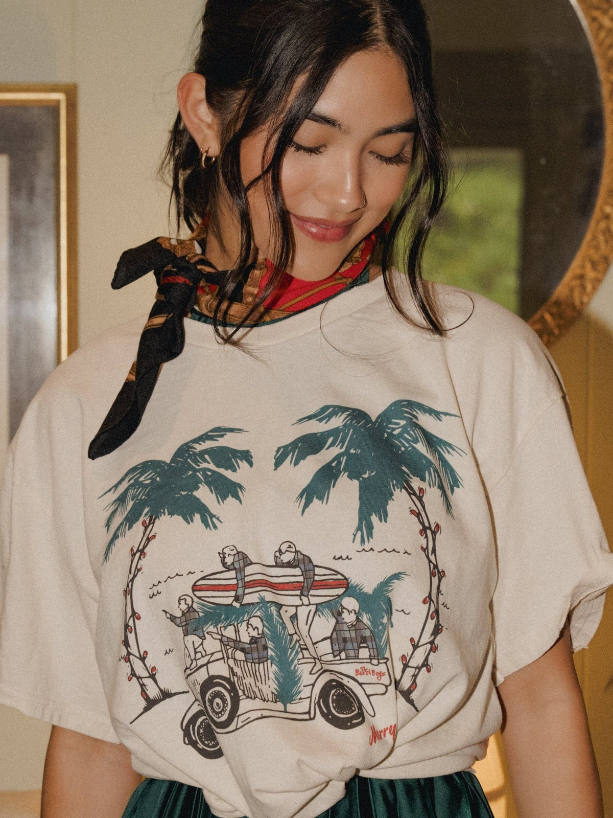 The Beach Boys Merry Christmas Baby Off White Thrifted Distressed Tee