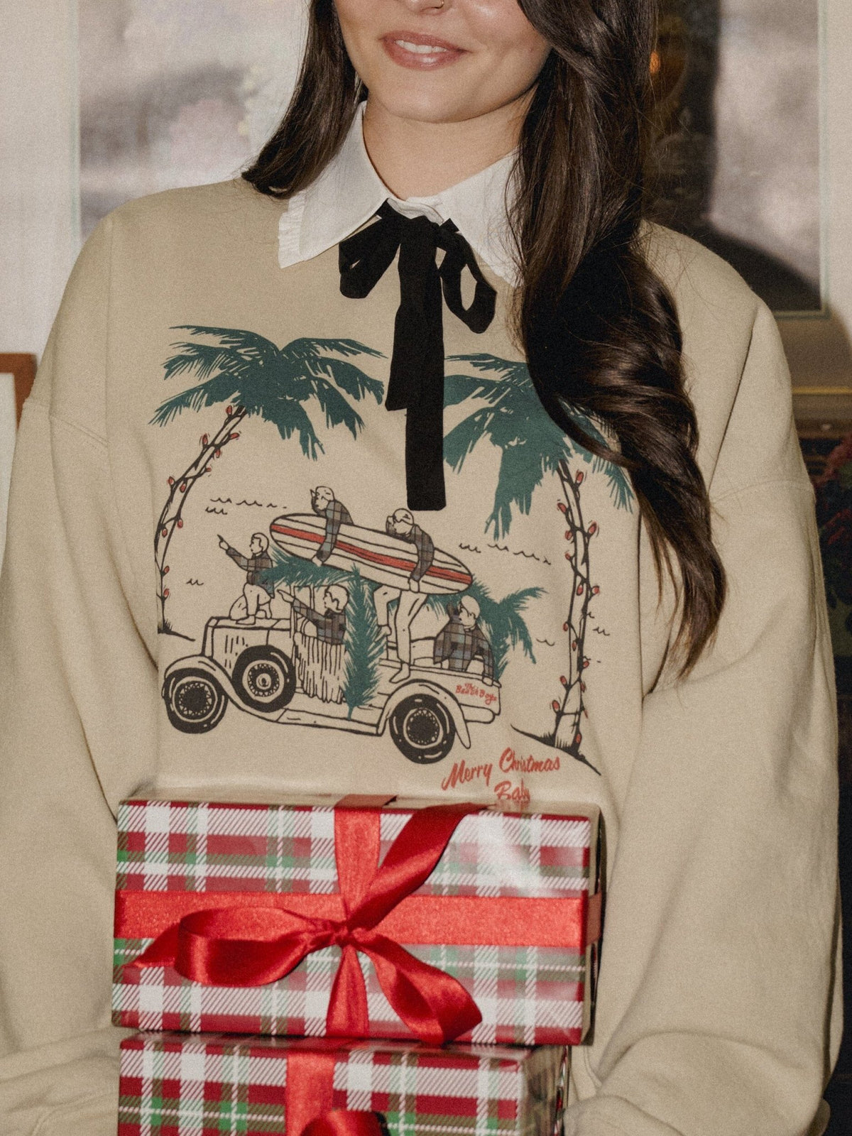 The Beach Boys Merry Christmas Baby Sand Thrifted Sweatshirt