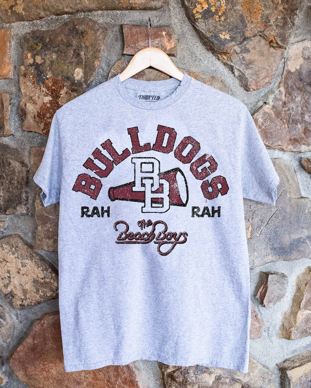The Beach Boys Mississippi State Bulldogs Cheer Arch Gray Thrifted Tee