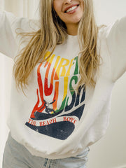 The Beach Boys Surfin USA White Thrifted Sweatshirt