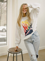 The Beach Boys Surfin USA White Thrifted Sweatshirt