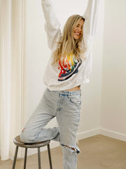 The Beach Boys Surfin USA White Thrifted Sweatshirt