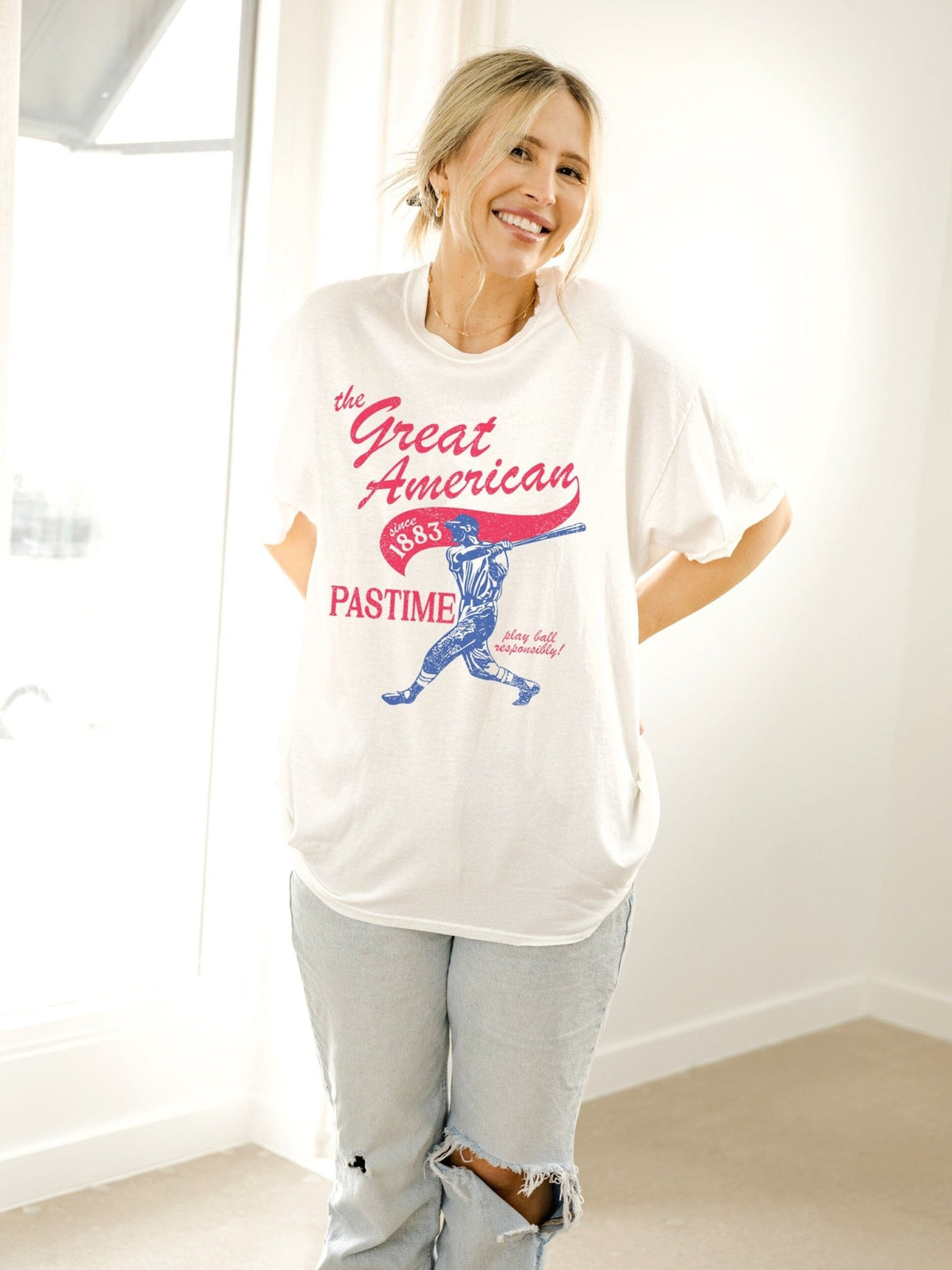 The Great American Pastime Baseball Off White Thrifted Tee