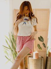 TU Tulsa Golden Hurricane Mascot Flag Off White Micro Cropped Tee