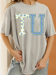 TU Tulsa Hurricane Quilted Puff Ink Ash Gray Thrifted Tee