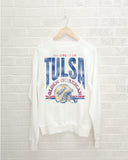 Tulsa Hurricane Established Date Helmet White Thrifted Sweatshirt