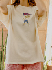 University of Tulsa Mascot Flag Off White Thrifted Tee