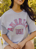 USA Mega Arch Light Blue Thrifted Tee