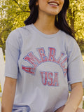 USA Mega Arch Light Blue Thrifted Tee