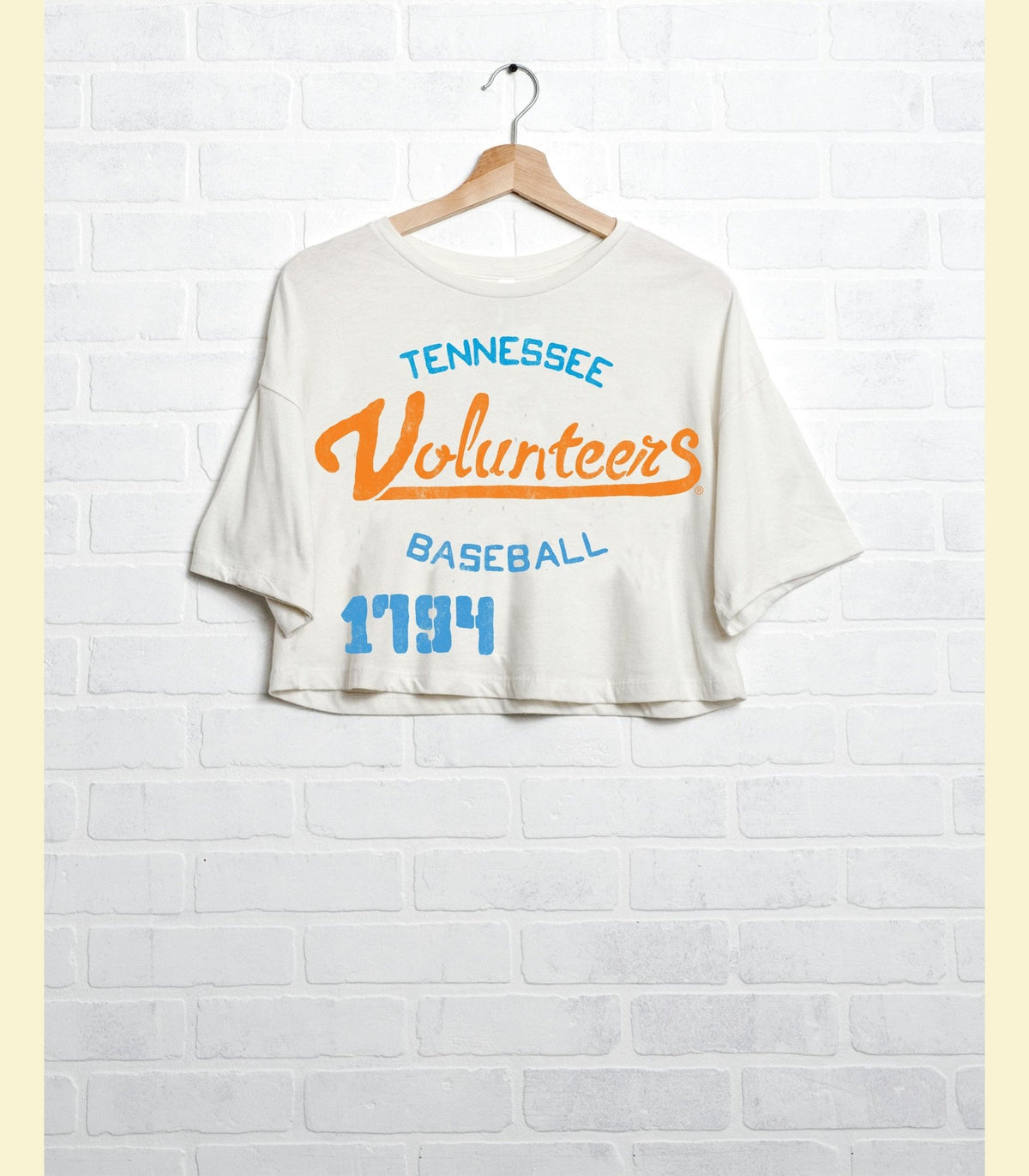Vols Baseball Stencil Off White Cropped Tee