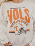 Vols Established Date Helmet White Thrifted Sweatshirt