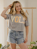 Vols Quilted Puff Ink Gray Cropped Tee
