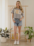 Vols Quilted Puff Ink Gray Cropped Tee