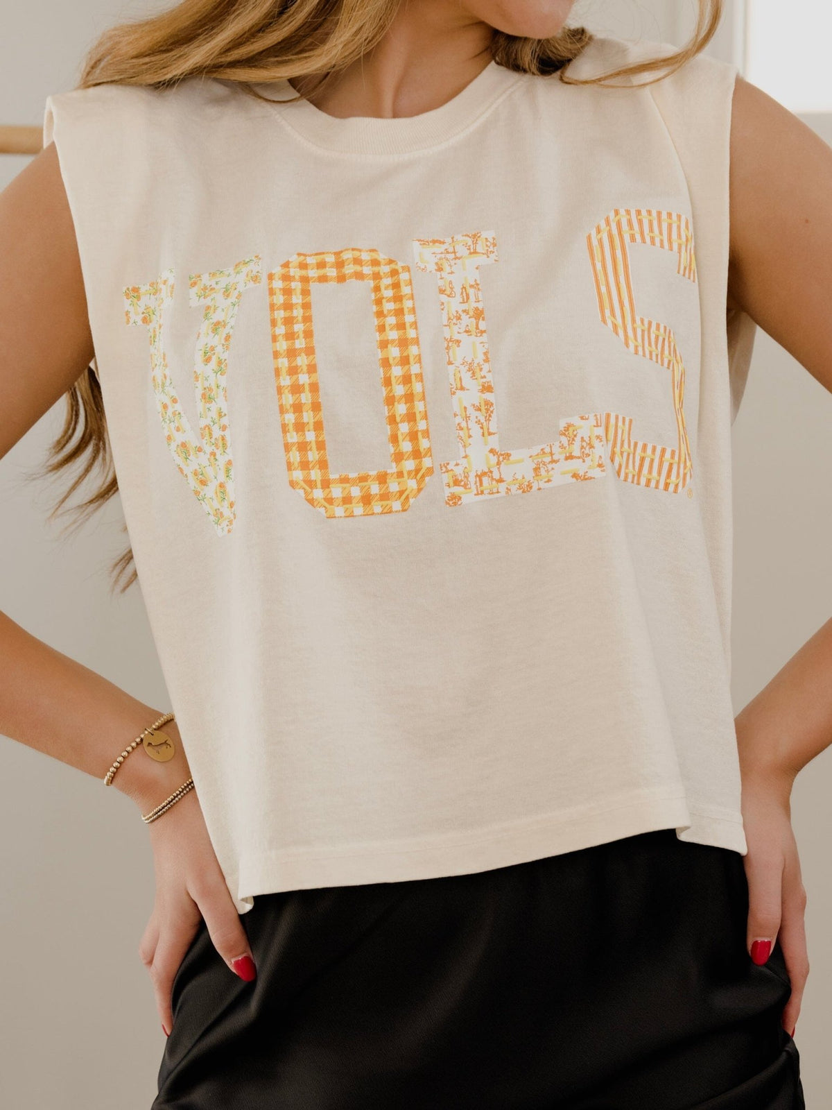 Vols Quilted Puff Ink Off White Tank