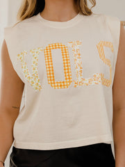 Vols Quilted Puff Ink Off White Tank