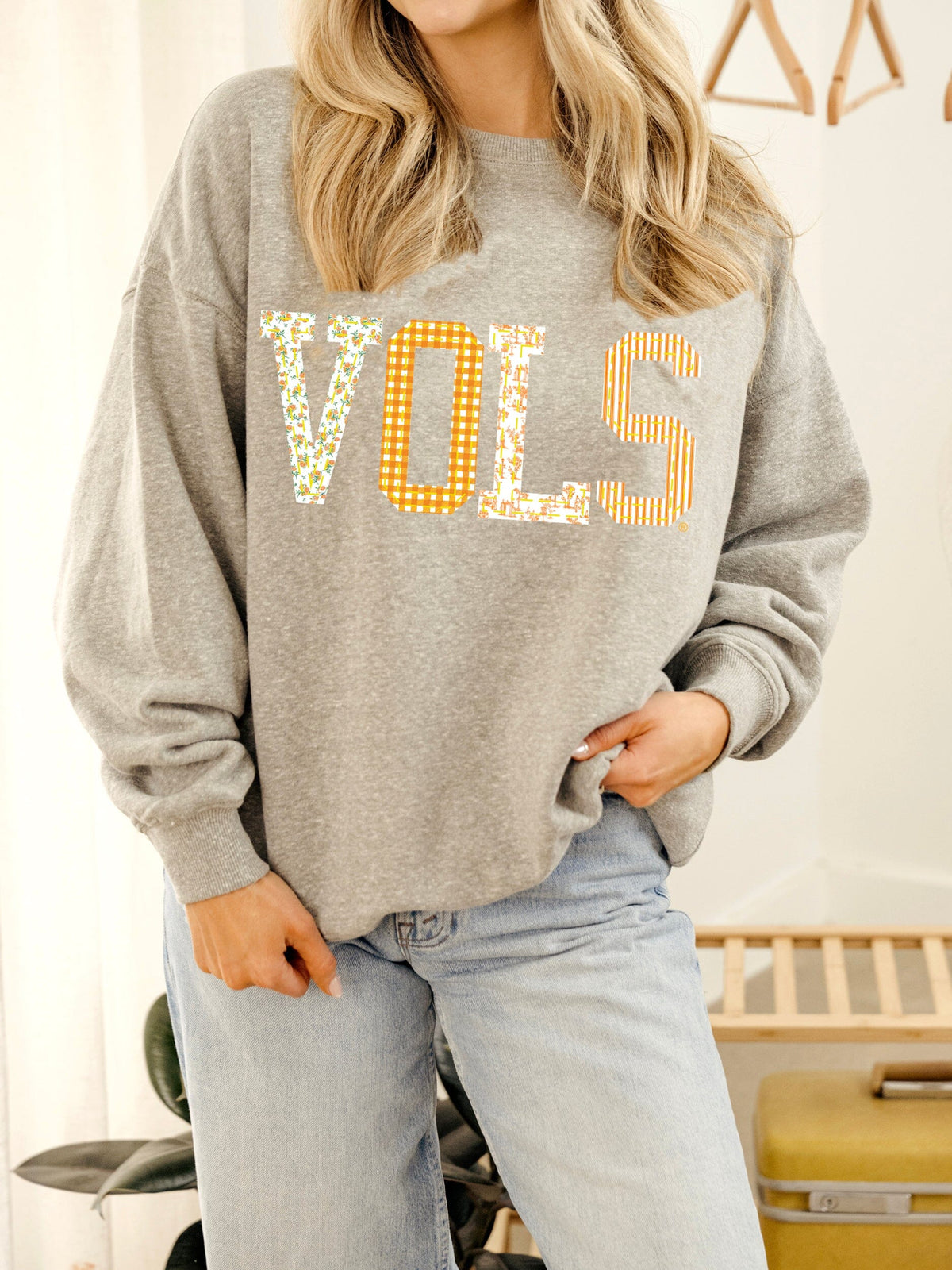 Vols Quilted Puff Ink Ash Gray Thrifted Sweatshirt