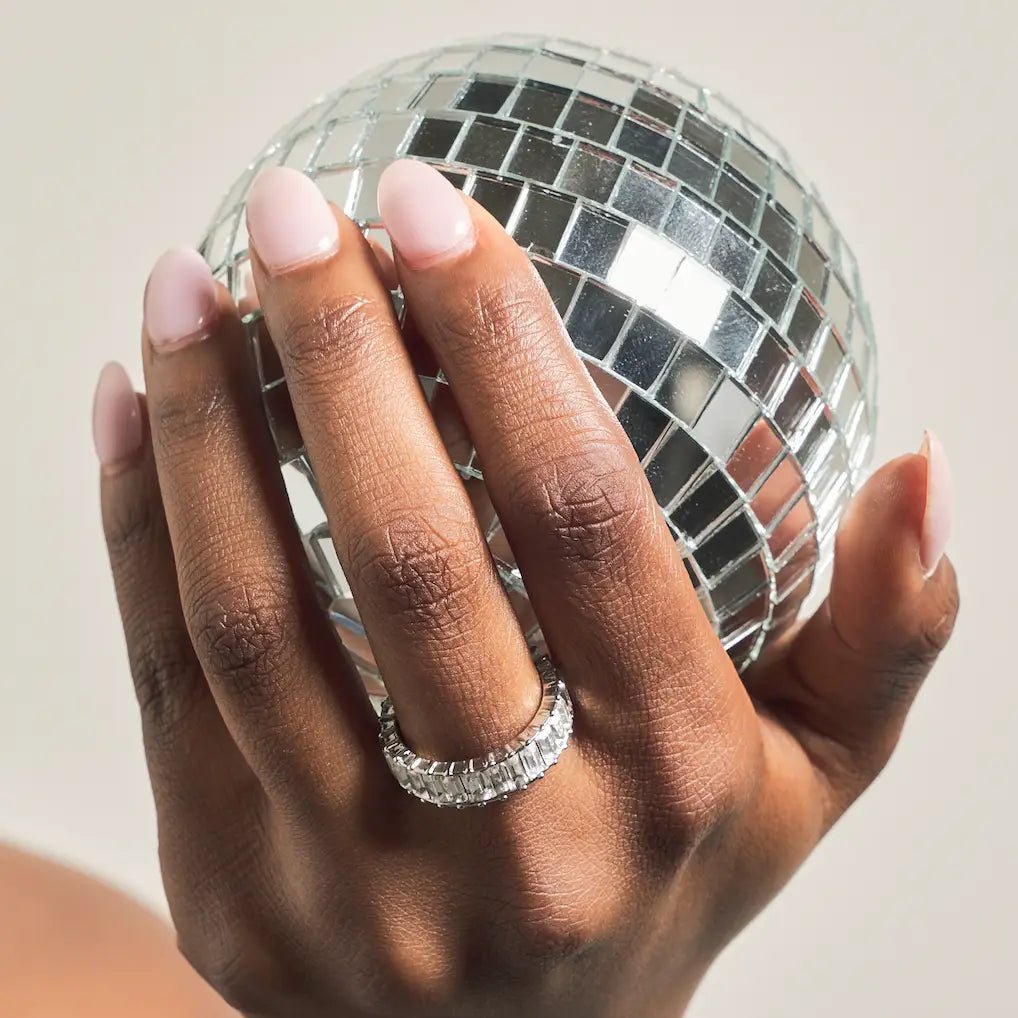 Waterproof Silver Crystal Ring Size 7