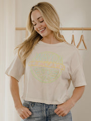 Waylon Jennings Logo Puff Ink Off White Cropped Tee