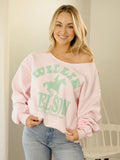 Willie Nelson Arch Horse On The Road Pink Flashdance Sweatshirt