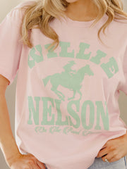 Willie Nelson Arch Horse Pink Thrifted Tee