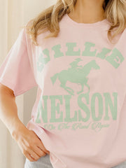 Willie Nelson Arch Horse Pink Thrifted Tee