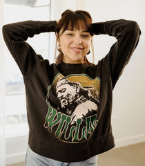 Willie Nelson Crystal Smoke Hi-Dive Oversized Crew Sweatshirt (FINAL SALE)