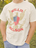 Willie Nelson Eagle Shield Off White Thrifted Tee