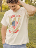 Willie Nelson Eagle Shield Off White Thrifted Tee
