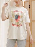 Willie Nelson Eagle Shield Off White Thrifted Tee