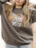 Willie Nelson Guitar Sunset Charcoal Thrifted Sweatshirt