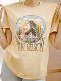 Willie Nelson In The Sky Gold Thrifted Tee