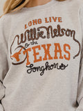 Willie Nelson Long Live Willie & The Texas Longhorns Ash Gray Thrifted Sweatshirt