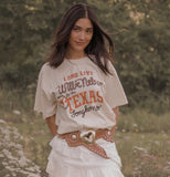 Willie Nelson Long Live Willie & The Texas Longhorns Off White Thrifted Tee