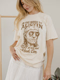 Willie Nelson Roll Me Up & Hook Em Off White Thrifted Tee