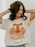 Willie Nelson UT Flowers Off White Thrifted Tee
