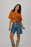 Willie Nelson UT Hook 'Em Horns Hand Sign Orange Thrifted Tee