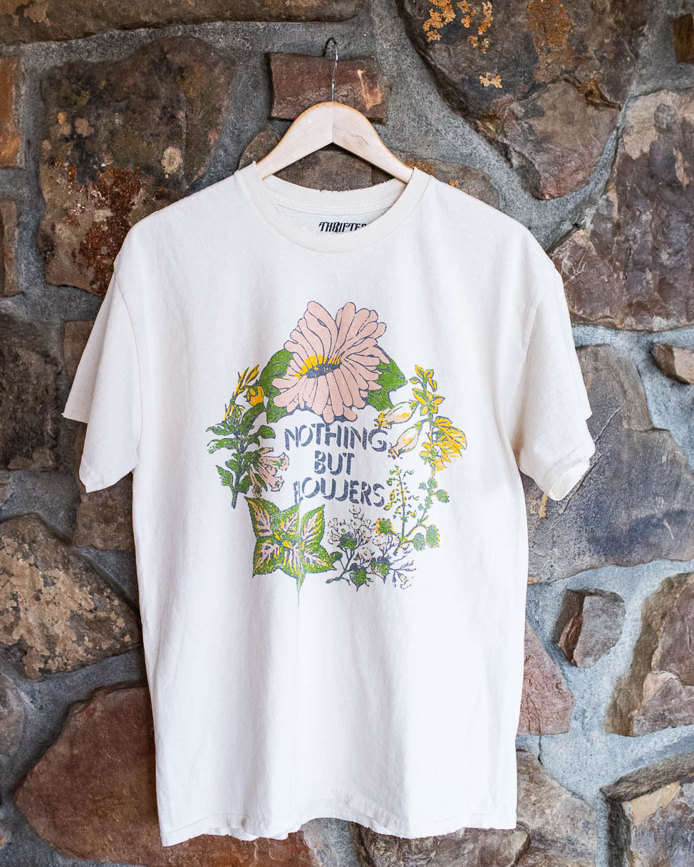 Nothing But Flowers Off White Thrifted Tee - shoplivylu