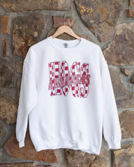 Hogs Twisted Check White Thrifted Sweatshirt - shoplivylu