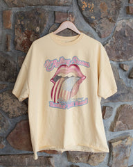 Rolling Stones World's Greatest Band Yellow Thrifted Distressed Tee - shoplivylu