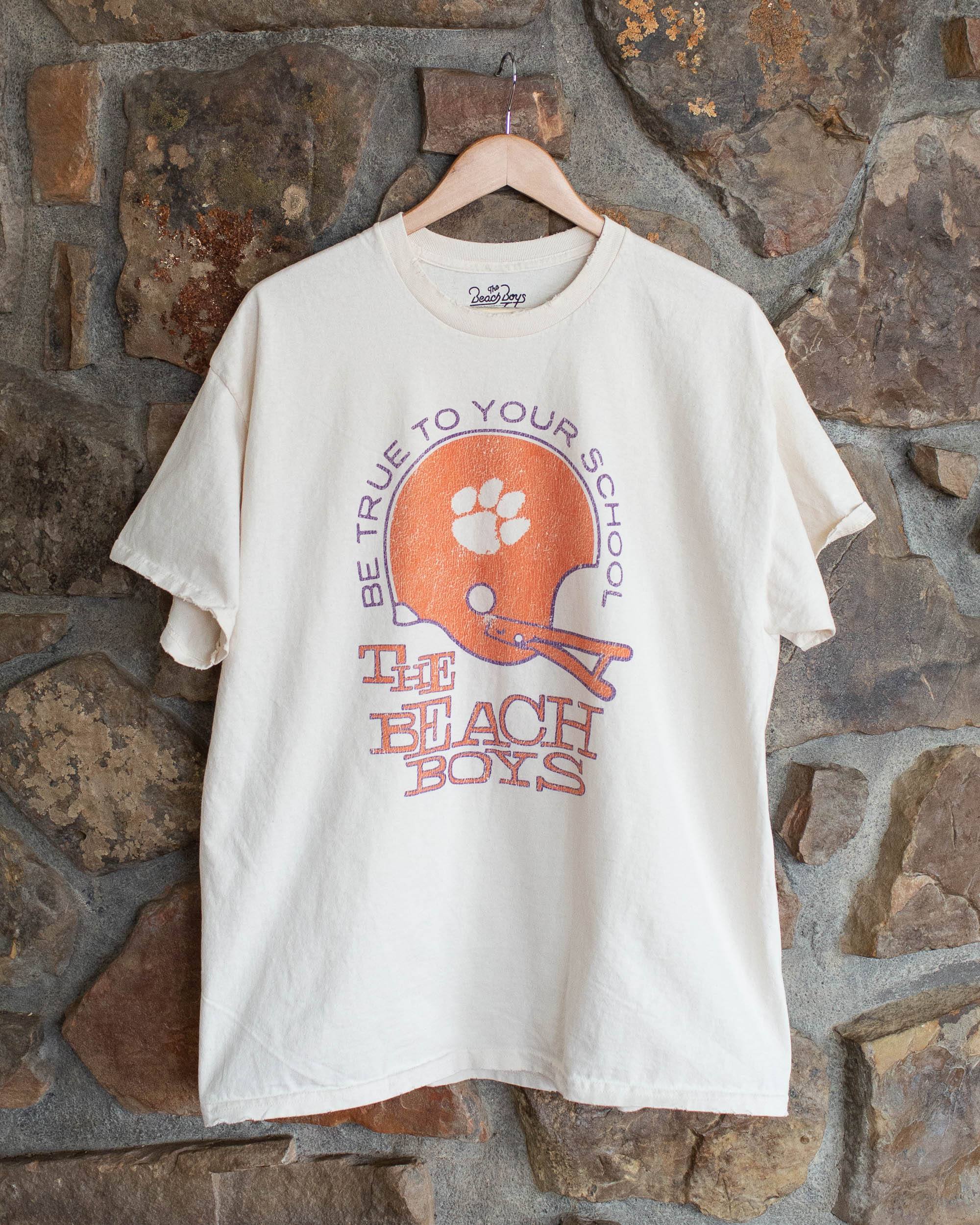 The Beach Boys Clemson True To Your School Off White Thrifted Tee - shoplivylu