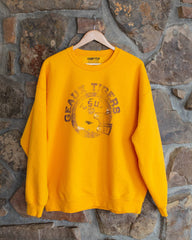 LSU Tigers Helmet Circle Gold Thrifted Sweatshirt - shoplivylu