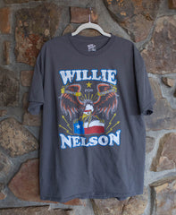 Willie Nelson Born For Trouble Dark Gray Thrifted Tee - shoplivylu