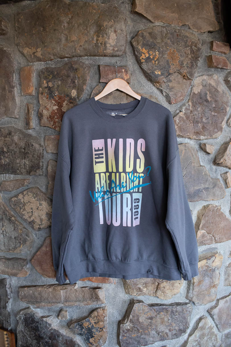 The Who Neon Who Are You Charcoal Thrifted Sweatshirt (FINAL SALE) - shoplivylu