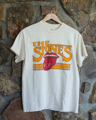 Rolling Stones Stoned Off White Thrifted Distressed Tee - shoplivylu