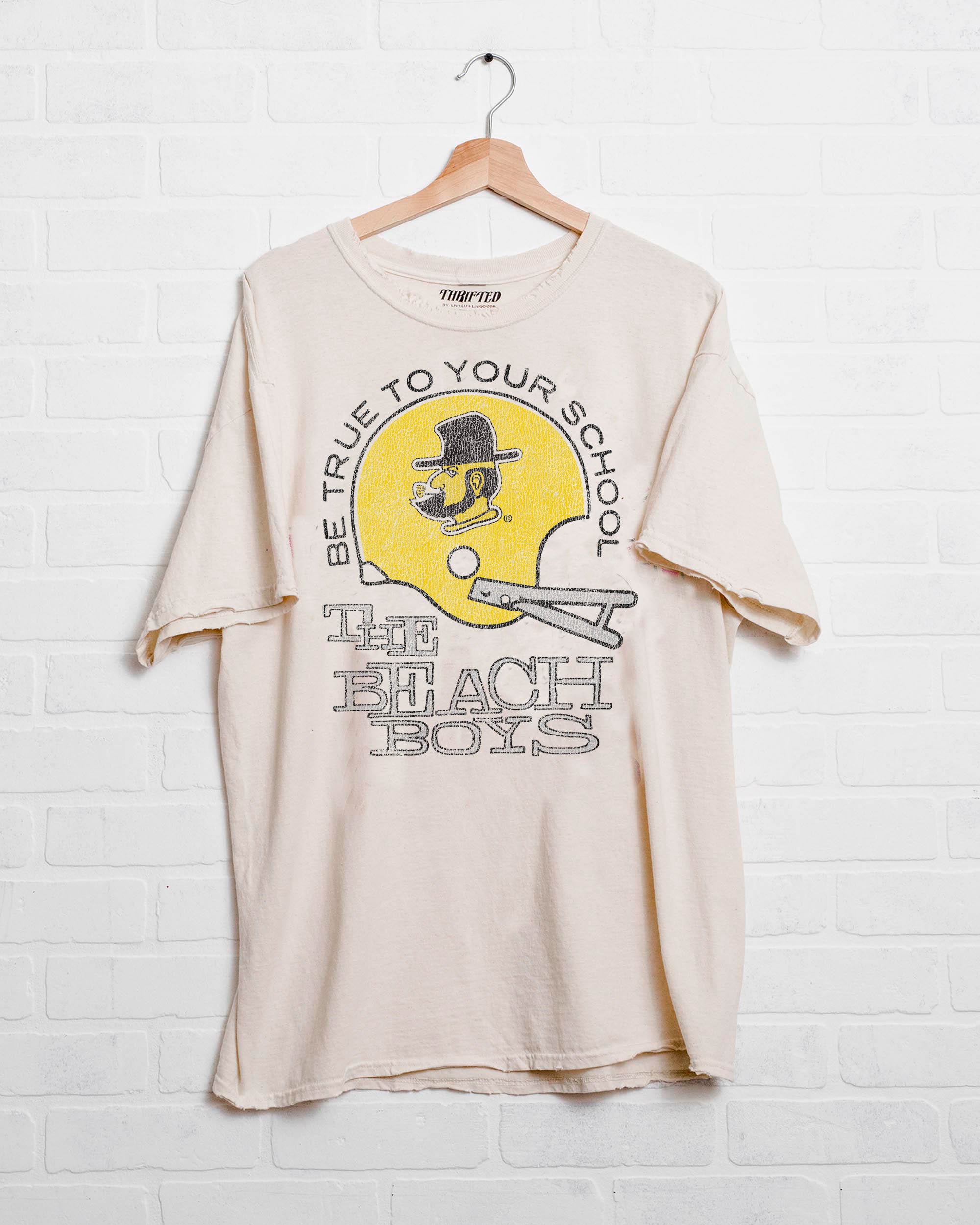 The Beach Boys App State True To Your School Off White Thrifted Tee - shoplivylu